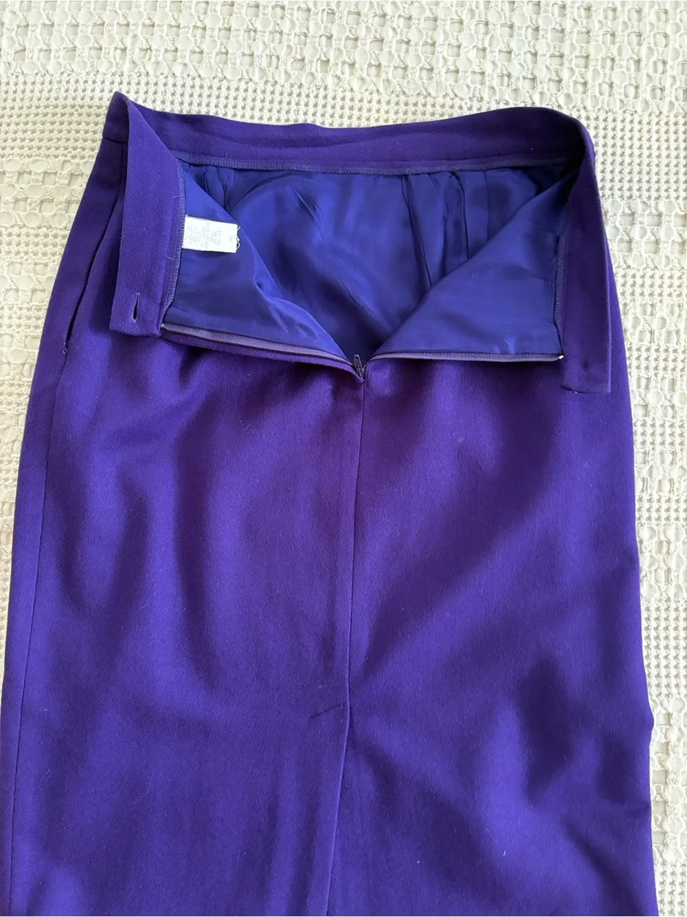 VTG 1980s Oleg Cassini Wool Purple Power Suit Double-Breasted Blazer & Skirt Set